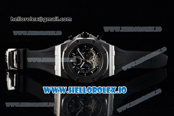 Audemars Piguet Royal Oak Offshore Tourbillon Chronograph Miyota Quartz Movement Steel Case Black Dial With Stick Markers Black Rubber Strap - Click Image to Close